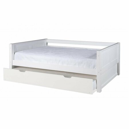 GFANCY FIXTURES C223-TR Camaflexi Day Bed with Trundle - Panel Headboard - White Finish GF1526668